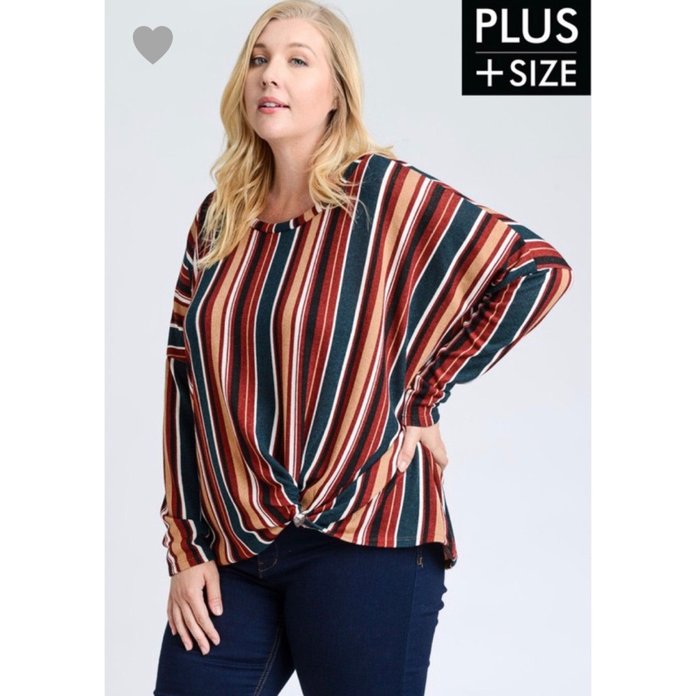 Colorful Vertical Striped Long Sleeve Sweater with Twist